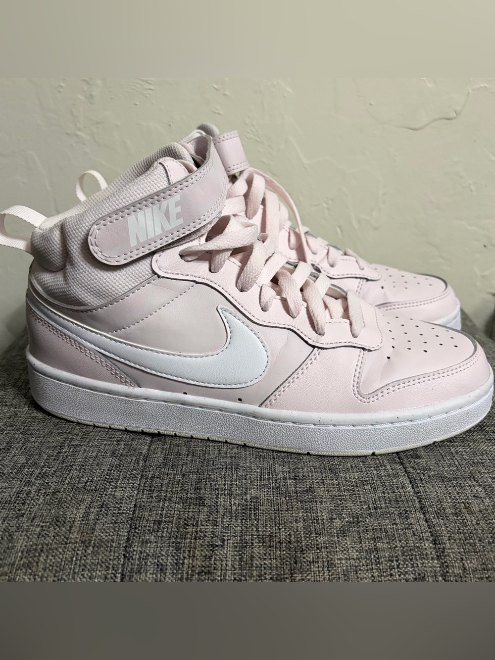 Nike Kids Light Pink High-Top Sneakers with White Swoosh